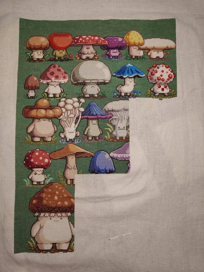 Этап процесса «Картина с грибочками»