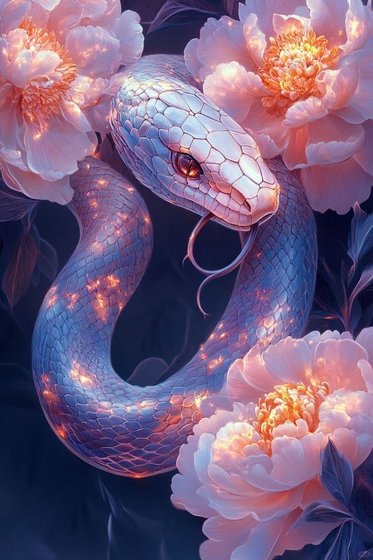 Этап процесса «Змея в цветах»