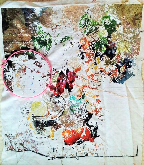 Этап процесса «Натюрморт по картине Святослава Сметанина»