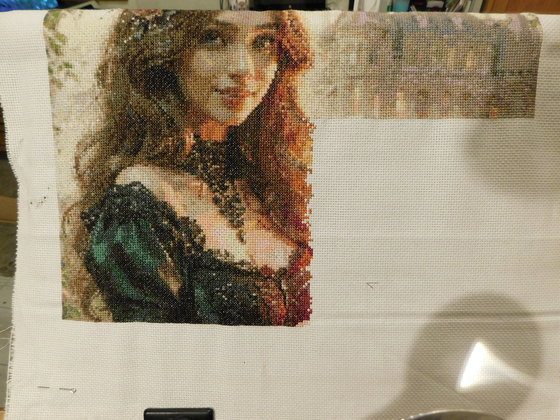 Этап процесса «Девушка с тыквой»