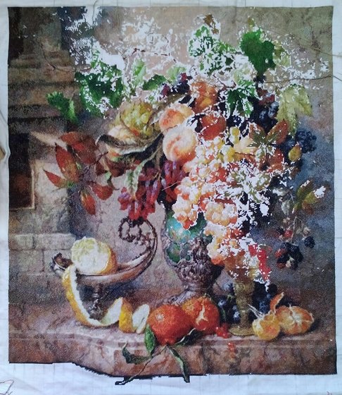 Этап процесса «Натюрморт по картине Святослава Сметанина»